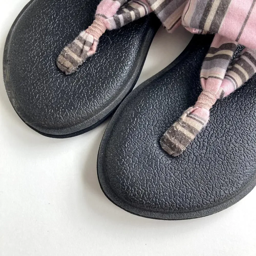 Sanuk Kids Yoga Sling Sandals - Pink Stripes - 9-10